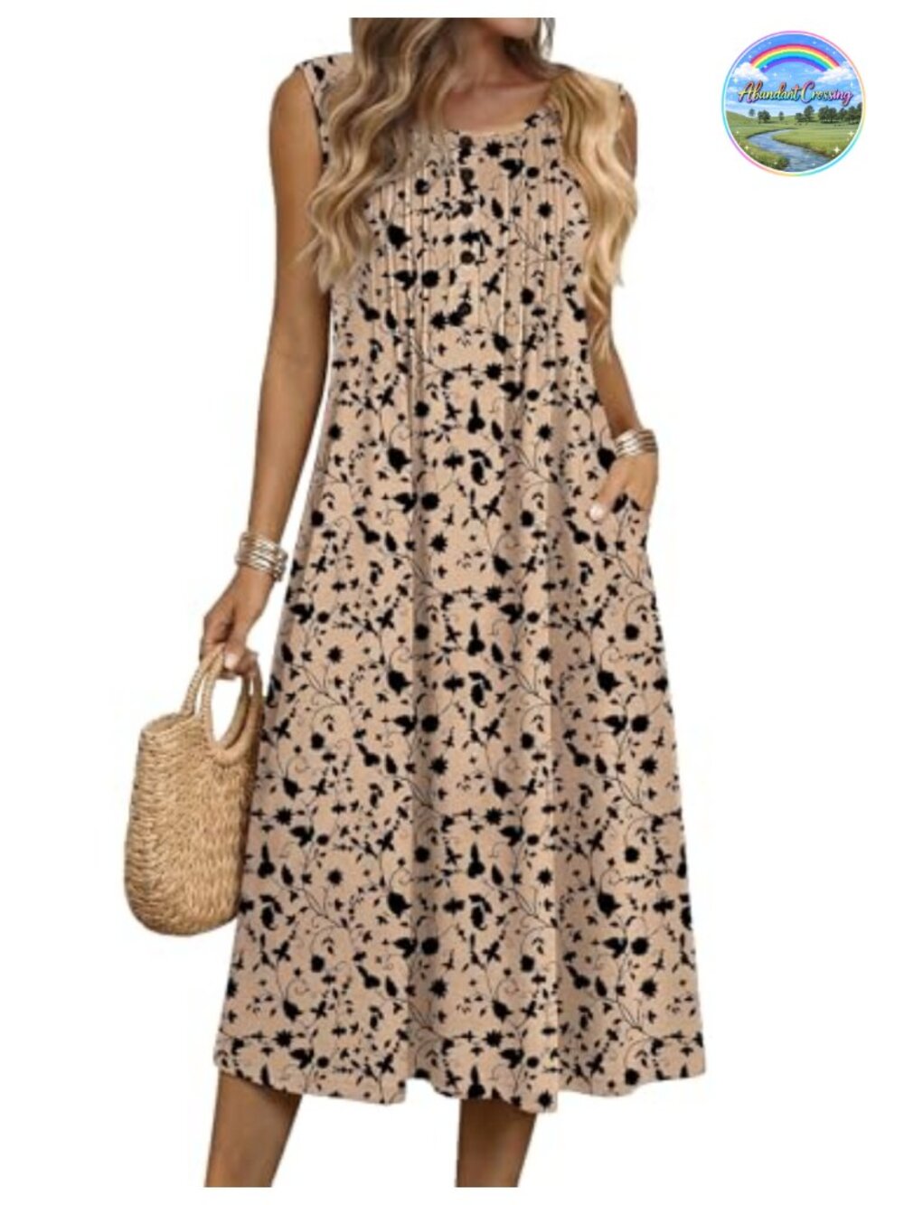 Zeagoo Summer Dress Flowy A-line Midi Tank Boho Casual Beach